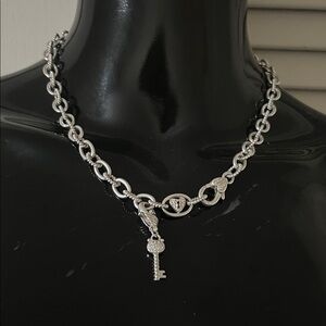 Judith Ripka Sterling Silver Heart Key Lock Necklace